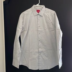 Men's light grey slim fit button up
